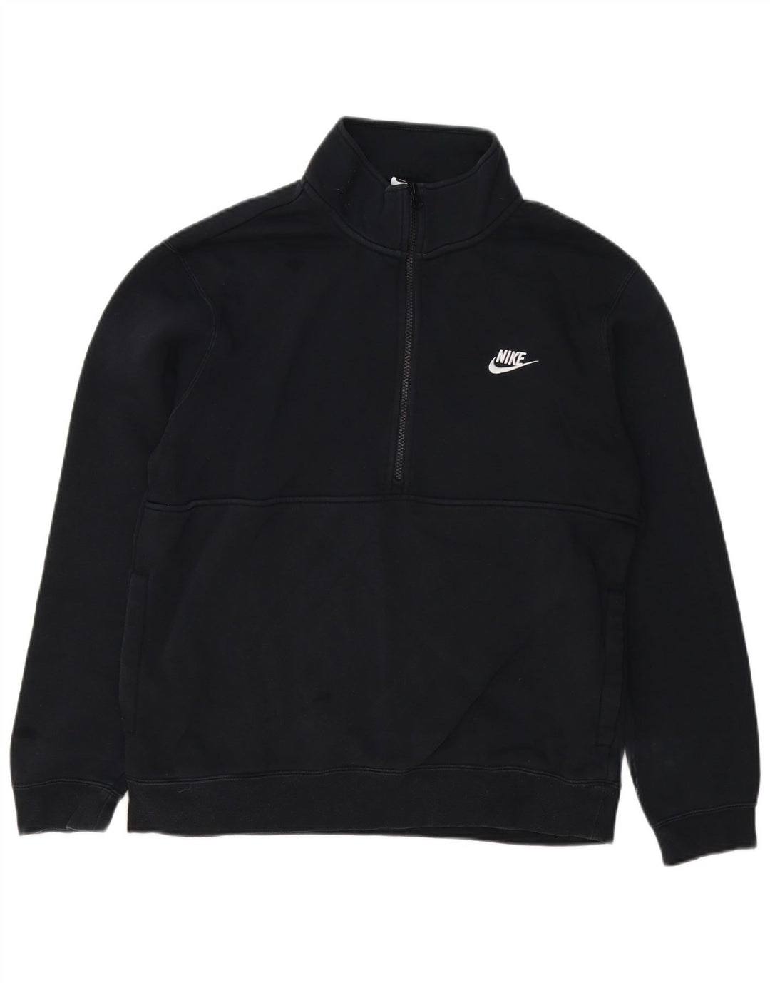 NIKE Hombre Zip Neck Sudadera Jumper Large Negro Algodón