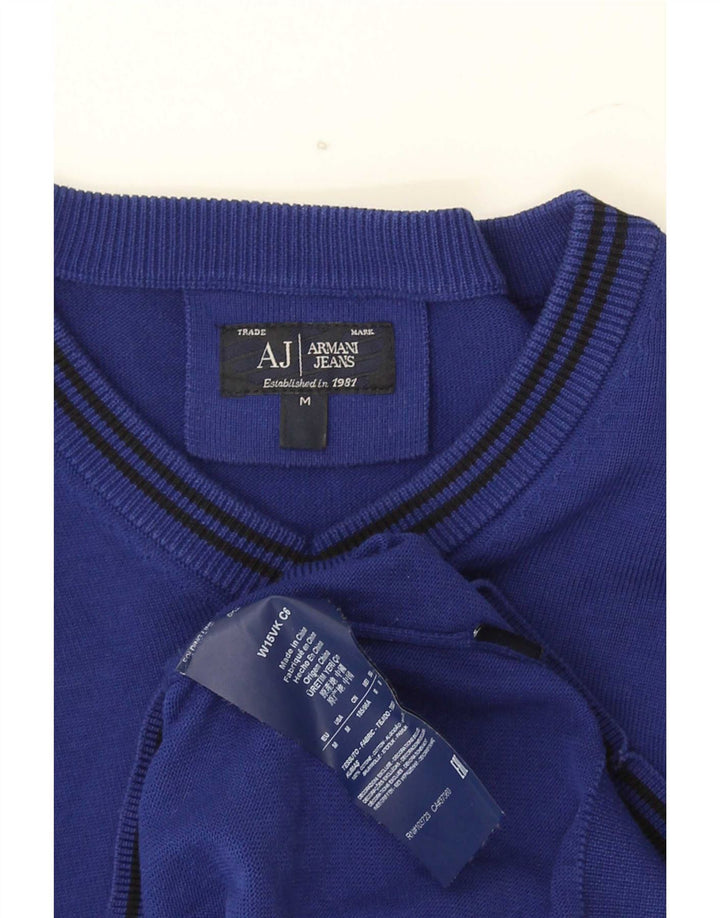 Armani Jeans Hombre Jersey Con Cuello En V De Algodón A Rayas Azul Medio