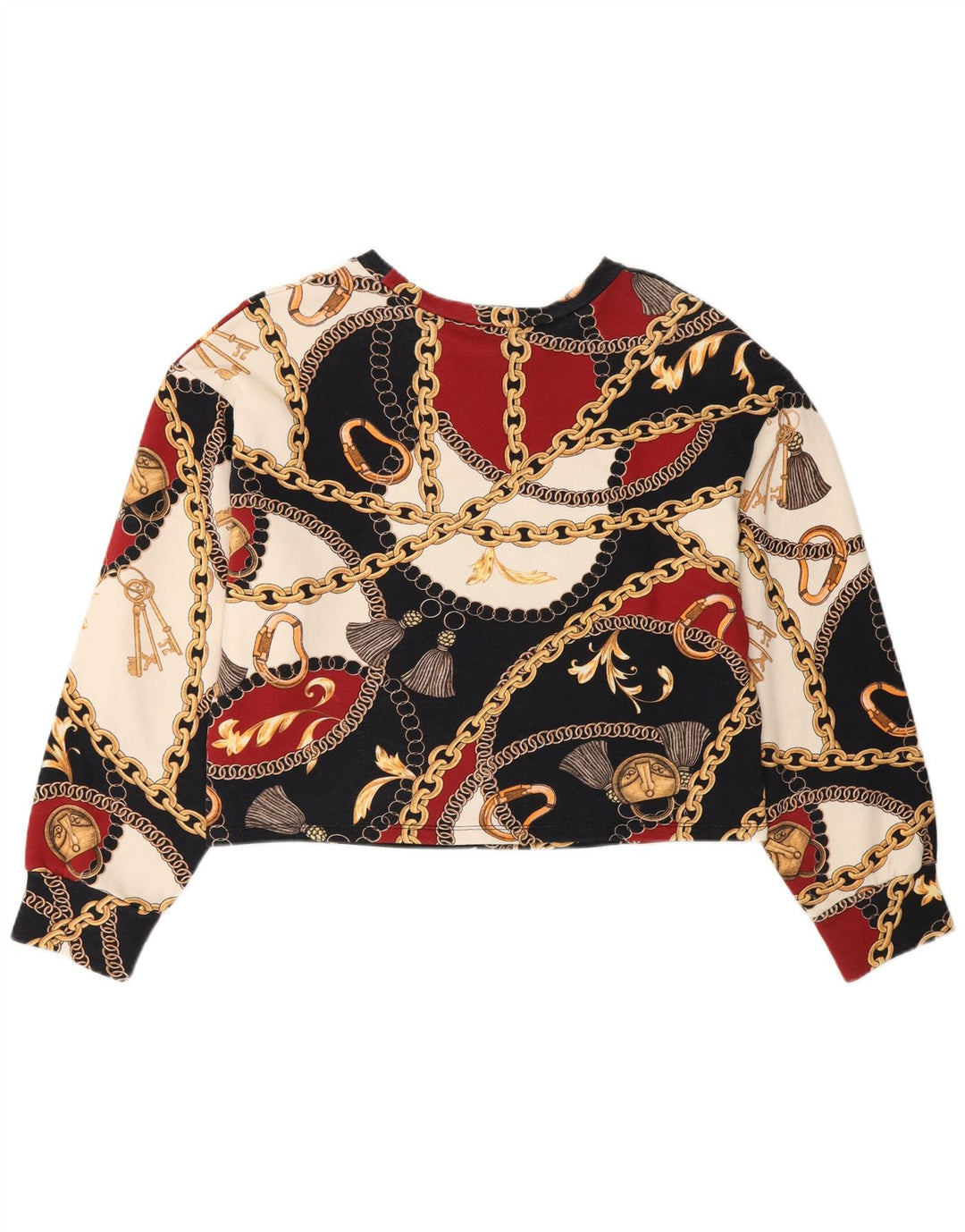 Zara Mujer Crop Graphic Sudadera Jumper UK 10 Small Multicolor