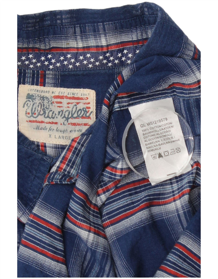 Wrangler Camisa De Manga Corta Hombre XL Azul Cuadros Algodón