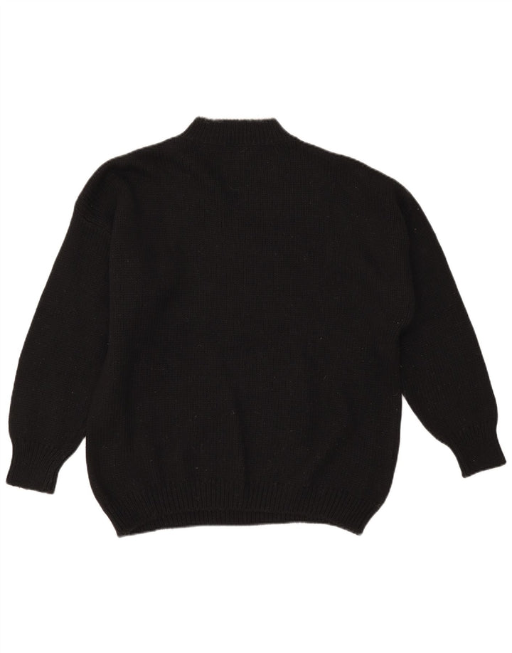 Vintage mujer gráfico oversized tortuga cuello jumper suéter grande negro