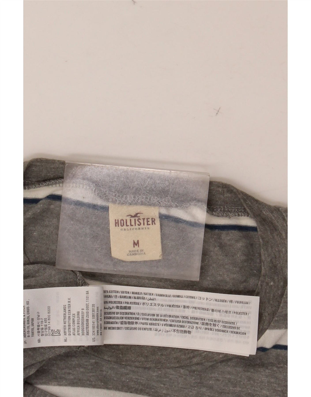 HOLLISTER Camiseta para hombre Top de algodón a rayas gris medio