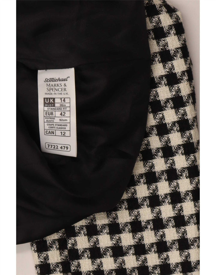 Marks & Spencer Chaqueta tipo blazer de 4 botones para mujer UK 44 Grande Pata de gallo negra