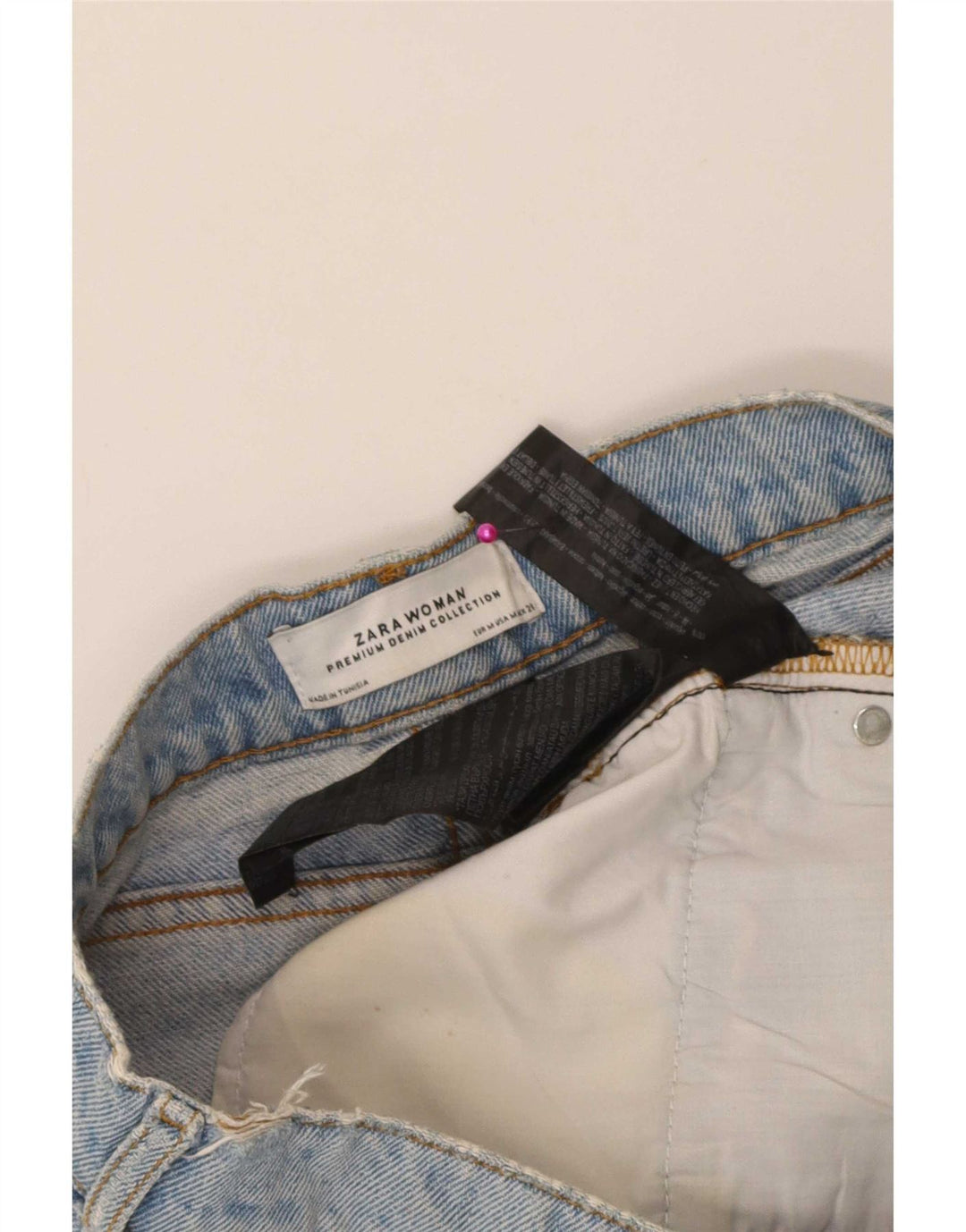 Zara Mujer Minifalda Vaquera Desgastada Mediana W28 Algodón Azul