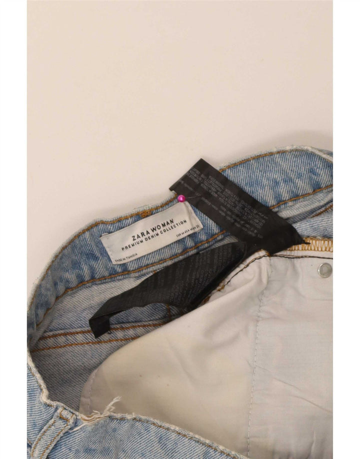 Zara Mujer Minifalda Vaquera Desgastada Mediana W28 Algodón Azul