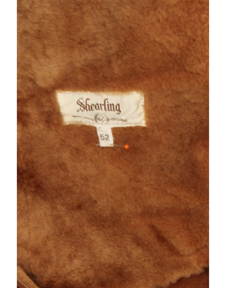 Vintage hombres shearling abrigo IT 52 XL marrón shearling
