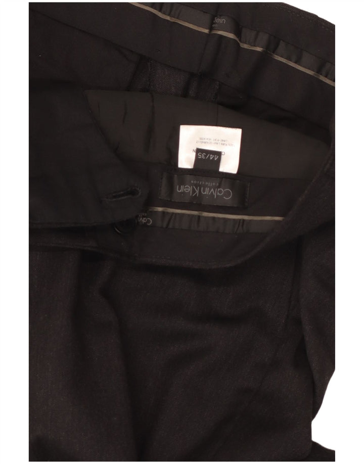 CALVIN KLEIN Pantalón de traje recto para hombre IT 44 XS W30 L30 Lana gris