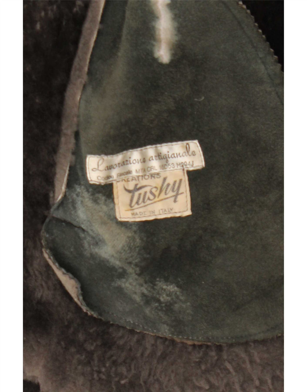 Vintage mujer shearling abrigo Reino Unido 14 gris medio