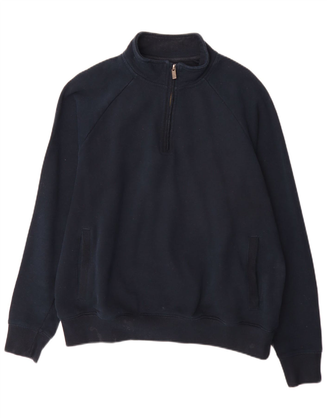 Marks & Spencer Sudadera de ajuste regular con cremallera de 1/4 para hombre, tipo jersey, tamaño mediano, azul marino
