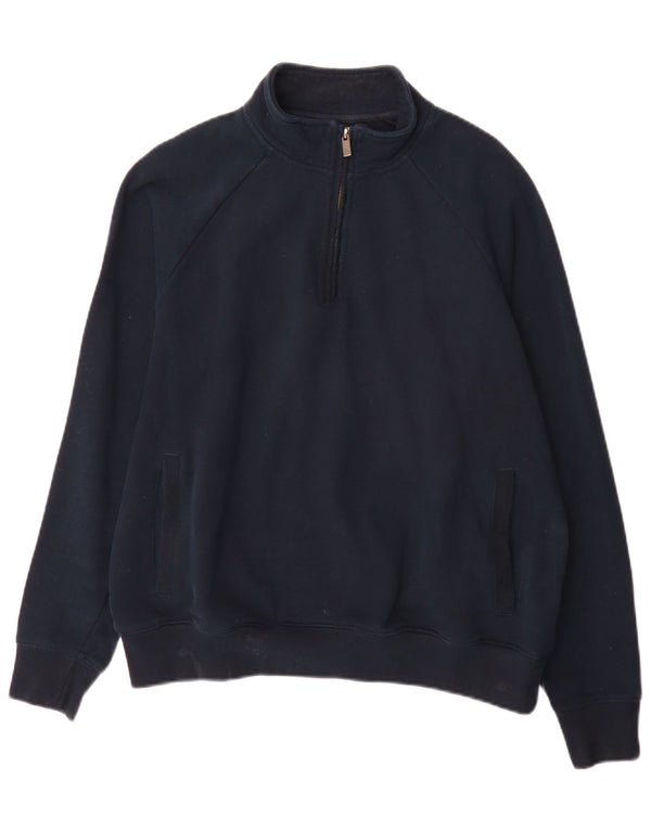 Marks & Spencer Sudadera de ajuste regular con cremallera de 1/4 para hombre, tipo jersey, tamaño mediano, azul marino