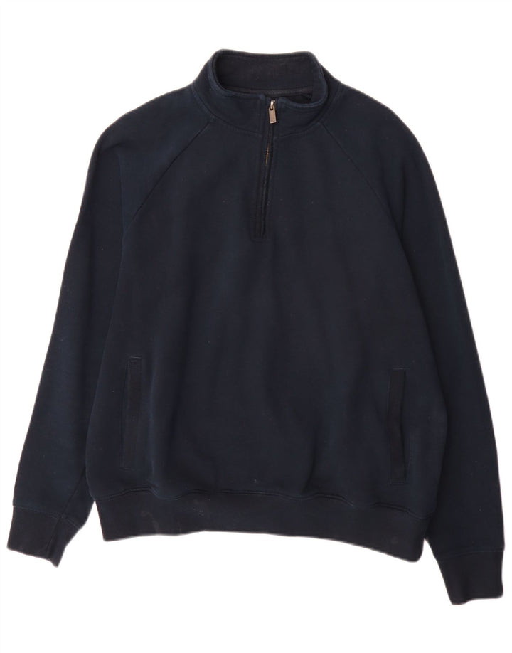 Marks & Spencer Sudadera de ajuste regular con cremallera de 1/4 para hombre, tipo jersey, tamaño mediano, azul marino