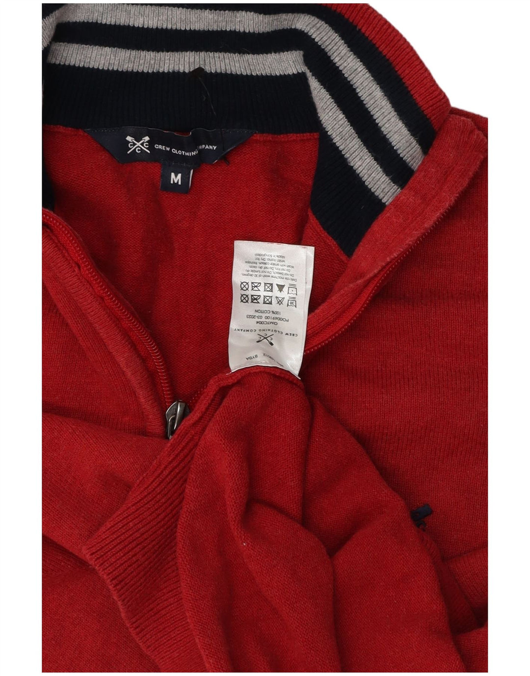 Crew Clothing Suéter tipo jersey con cuello y cremallera para hombre Algodón rojo medio