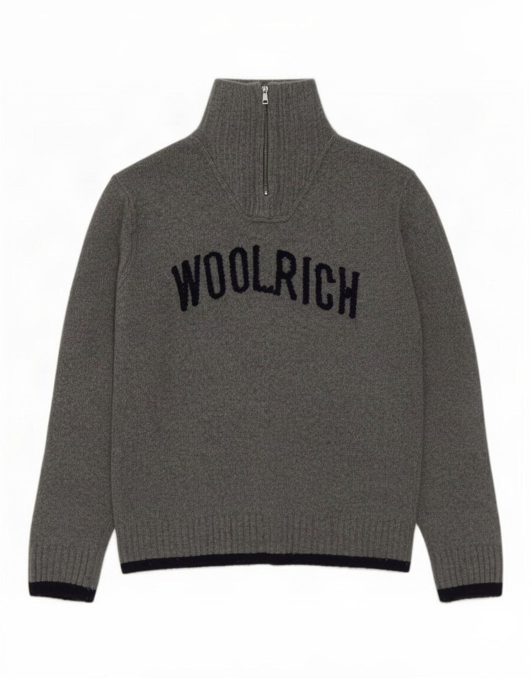 Woolrich Jersey De Cuello Con Cremallera Gráfico Para Hombre XL Lana Gris