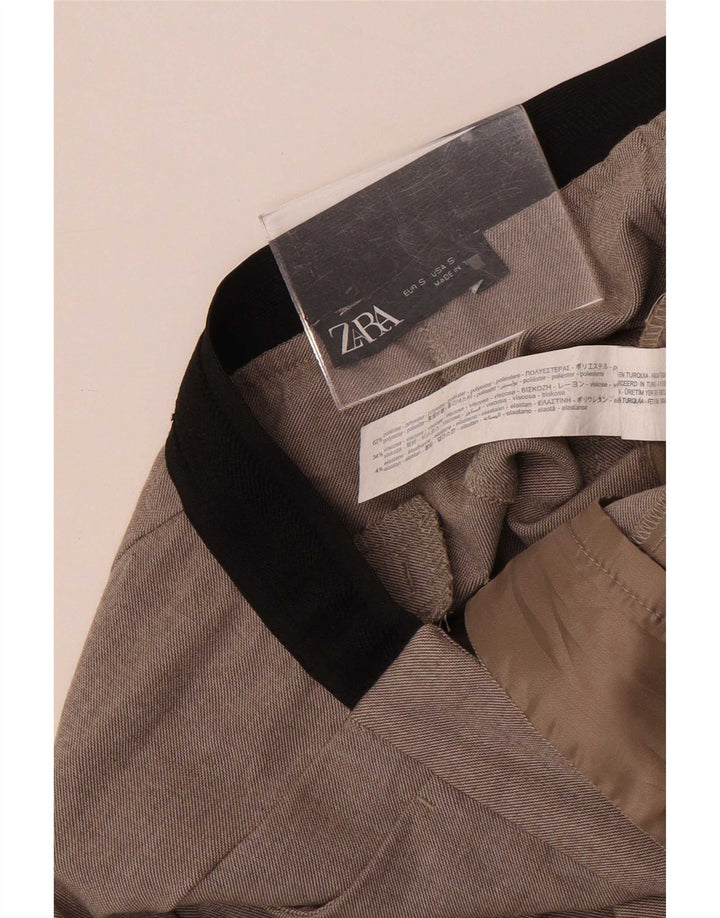 Zara Mujer Pantalón Chino Slim Small W28 L26 Poliéster Gris