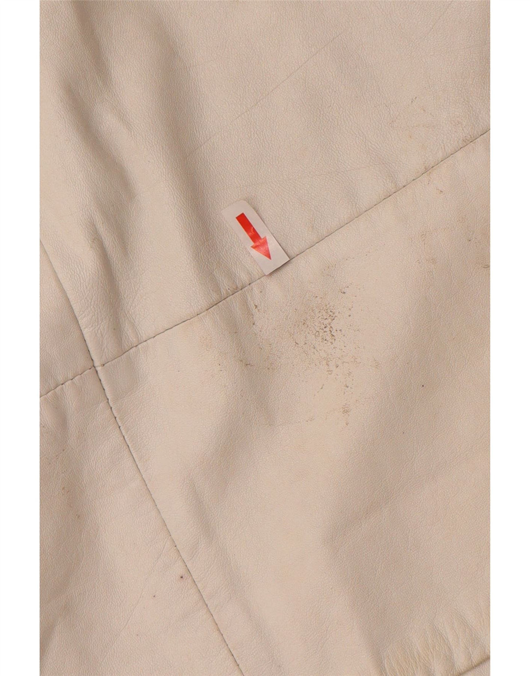 Vintage mujer cuero 2 piezas falda conjunto Reino Unido 12 medio W26 blanco apagado