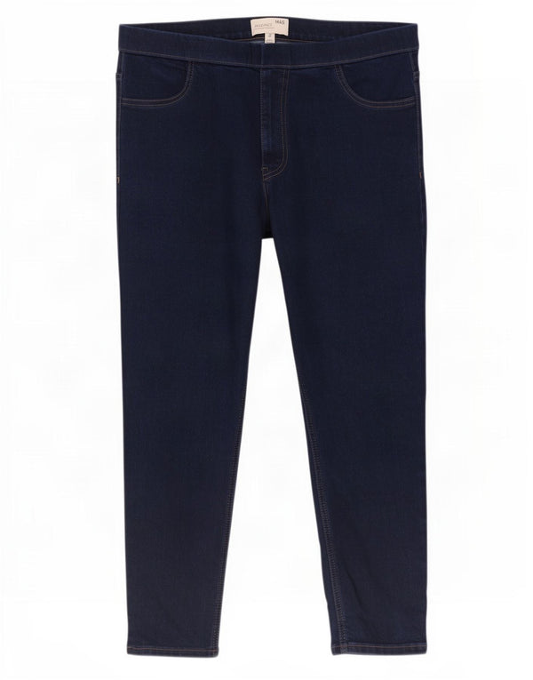 Marks & Spencer Jeans Jegging Cortos para Mujer UK 20 2XL W38 L25 Azul Marino