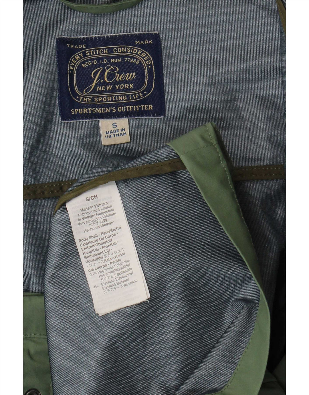 J. Crew Chaqueta utilitaria con capucha para hombre UK 36 Small Verde Poliéster