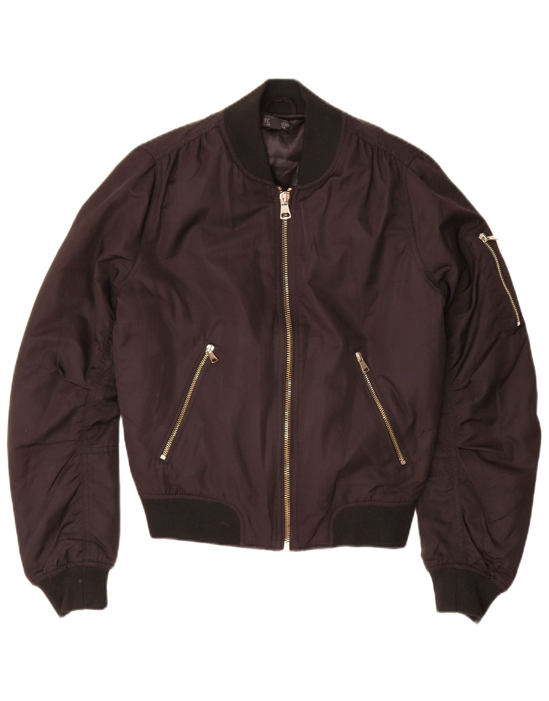 Topshop Chaqueta bomber extragrande para mujer UK 10 Small Poliéster negro