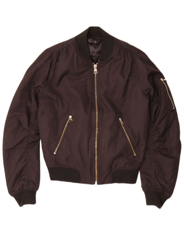 Topshop Chaqueta bomber extragrande para mujer UK 10 Small Poliéster negro