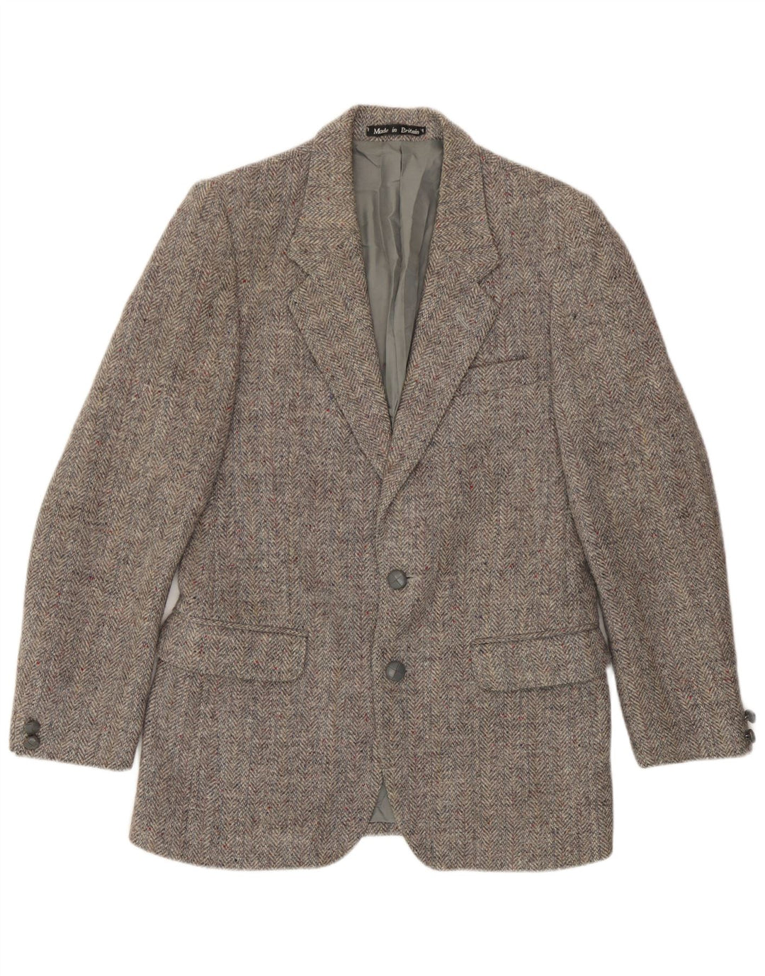 Harris Tweed Chaqueta tipo blazer de 2 botones para hombre UK 36 Small Grey Herringbone
