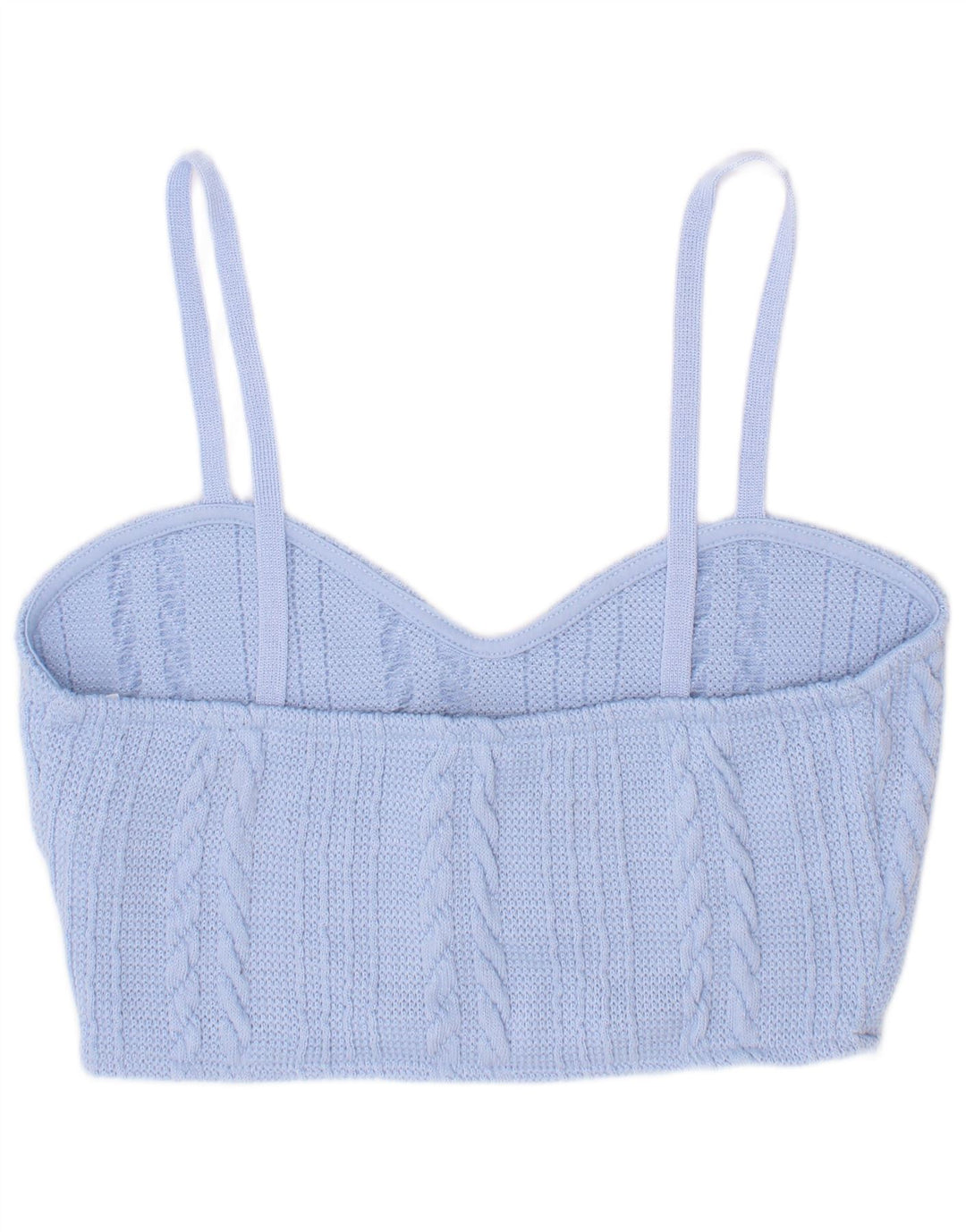 Zara Mujer Crop Top De Punto UK 8 Pequeño Poliéster Azul