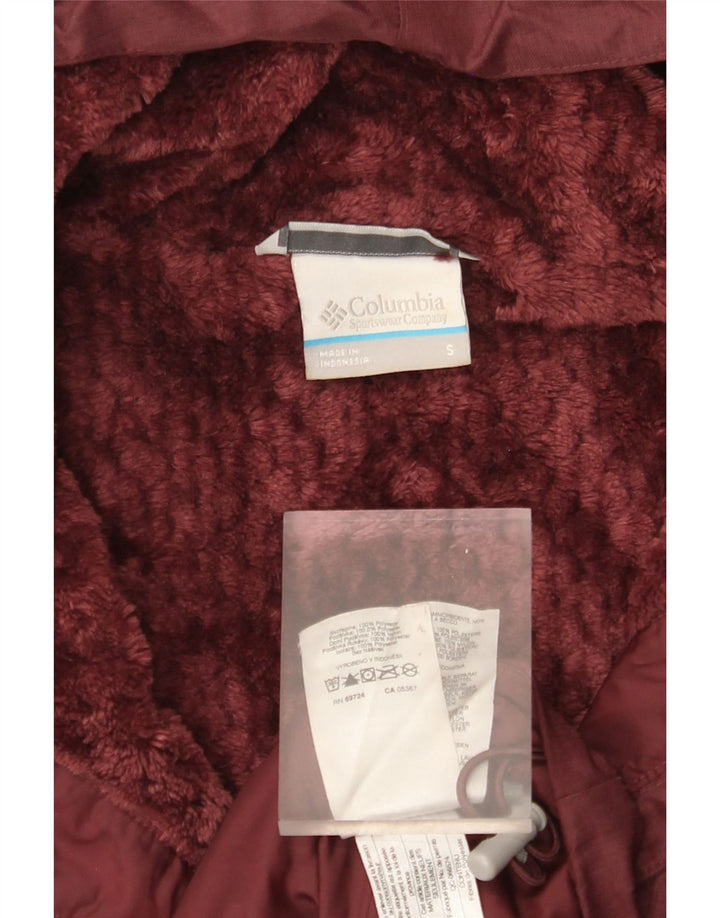 COLUMBIA Chaqueta cortavientos extragrande con capucha para mujer UK 10 Small Borgoña