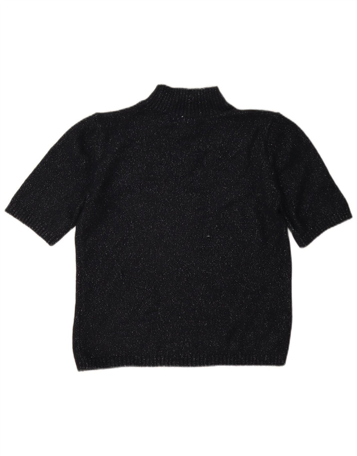 Marks & Spencer Suéter con Cuello Alto para Mujer UK 10 Small Black Moteado