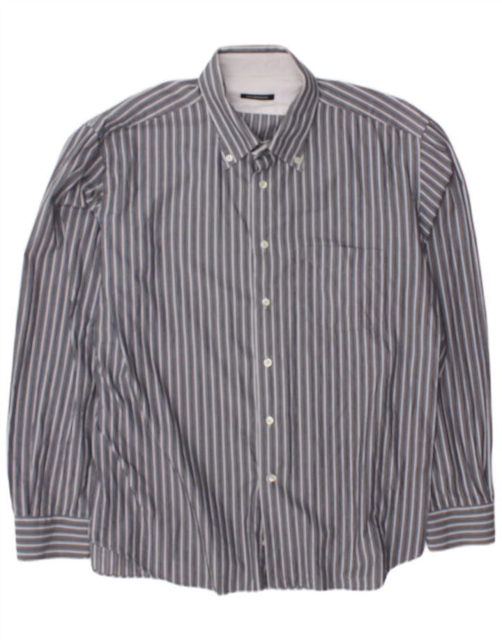 Roccobarocco Camisa Hombre Talla 45 18 2XL Gris Rayas