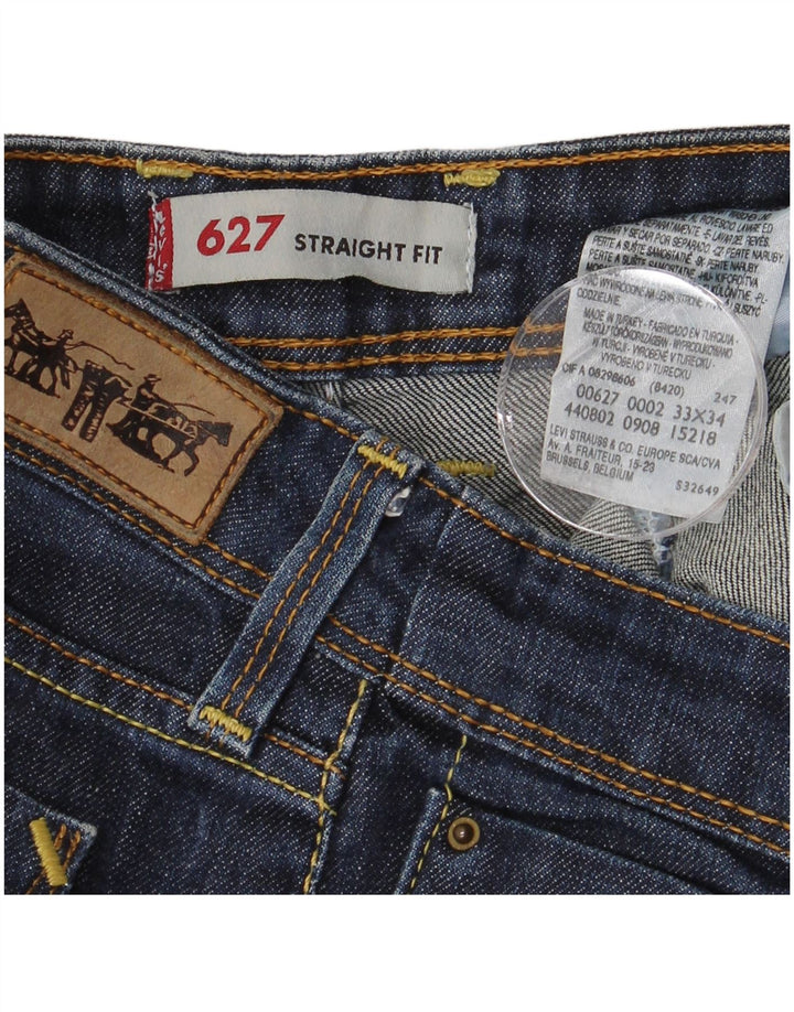 LEVI'S Vaqueros Rectos 627 para Mujer W33 L29 Algodón Azul Marino