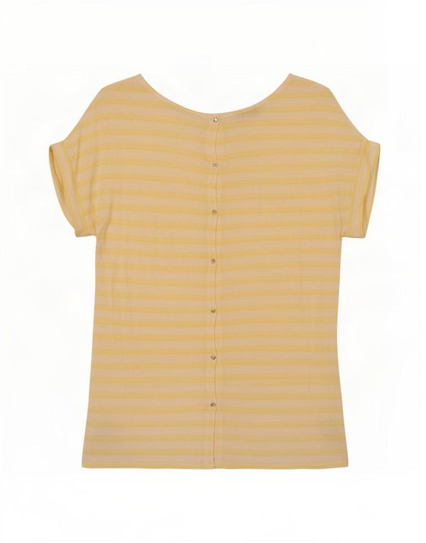 Massimo Dutti Blusa Camisa Manga Corta Mujer UK 40 XL Rayas Amarillas