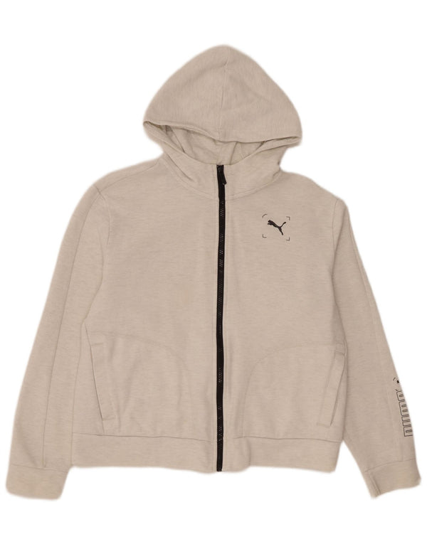 Puma Sudadera con capucha y cremallera gráfica para mujer Reino Unido 14 Algodón blanco mediano