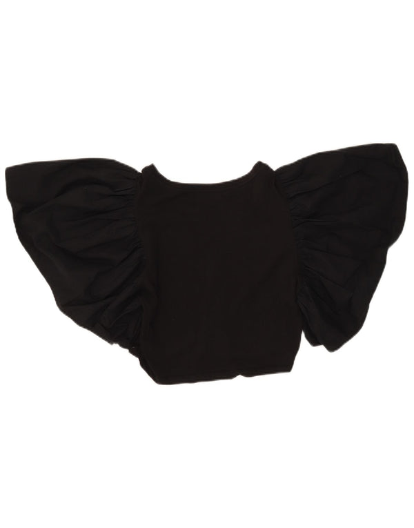Zara Mujer Crop Batwing Blusa Top UK 42 Medium Negro