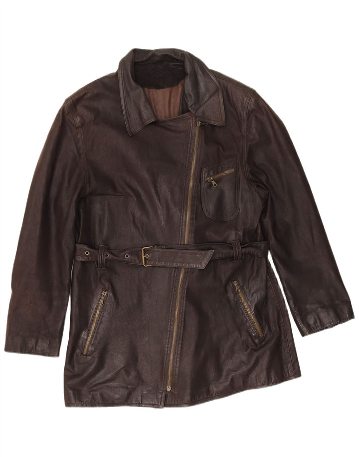 Alta Moda Firenze Chaqueta de cuero para mujer IT 46 Cuero marrón grande