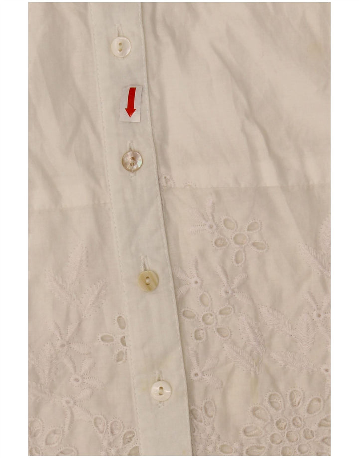 WAREHOUSE Blusa de manga corta para mujer UK 10 Small White Poliéster