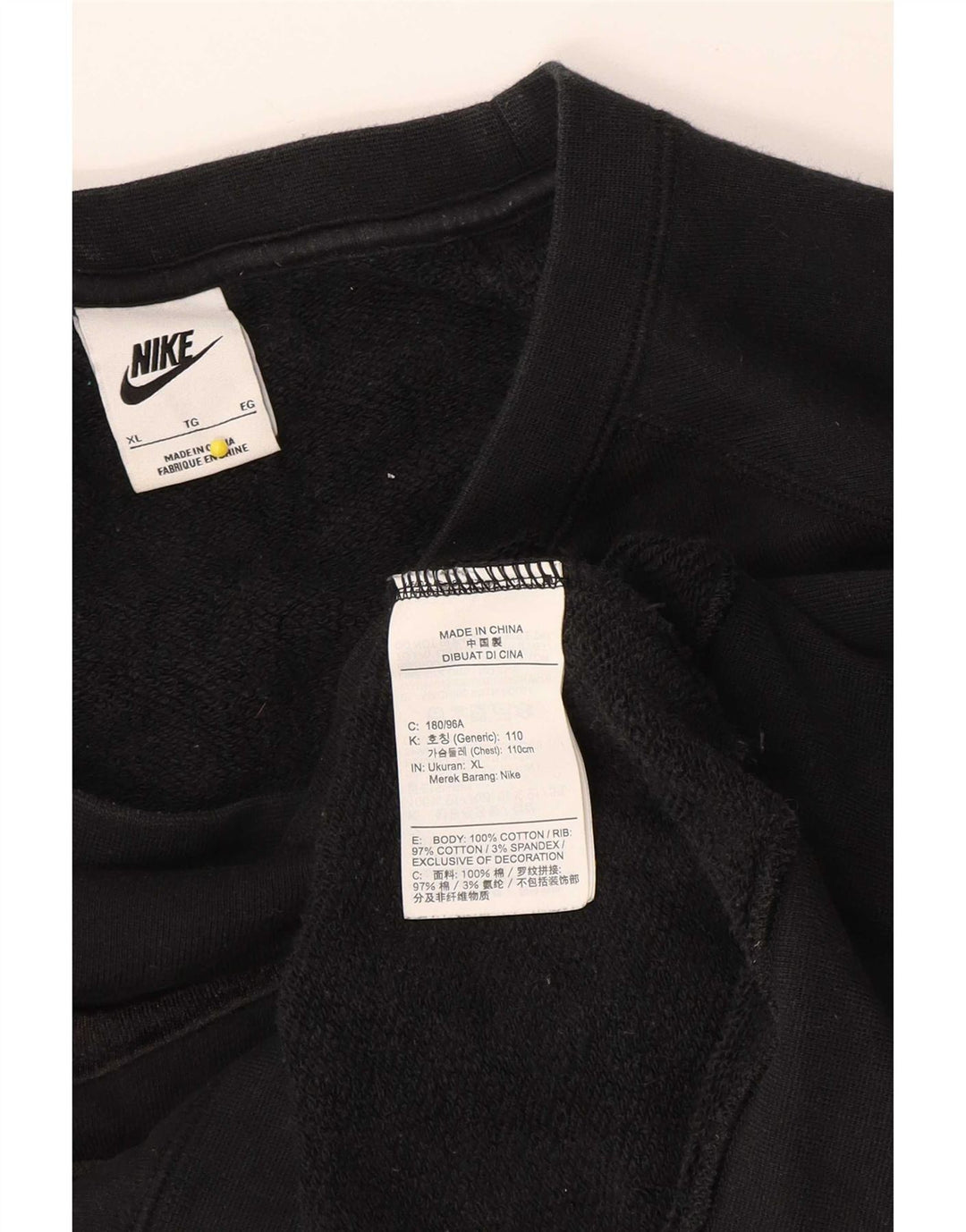 Nike Hombre Sudadera Gráfica Jumper XL Algodón Negro