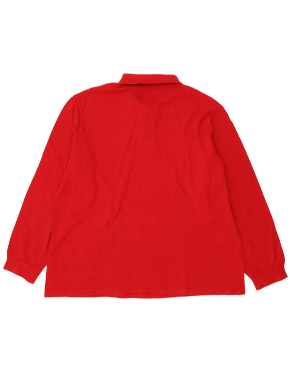 Lacoste Polo de manga larga para hombre talla 8 3XL algodón rojo