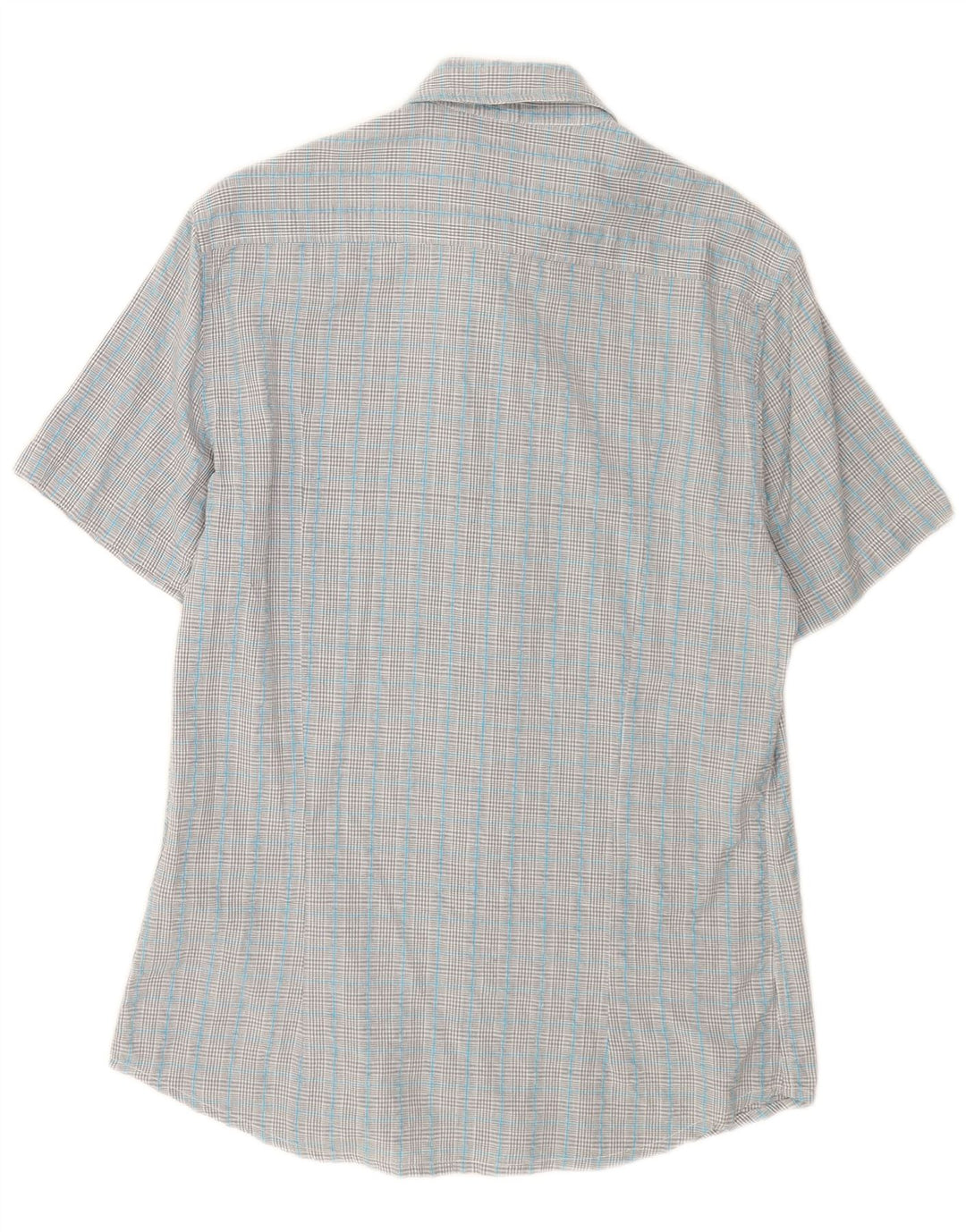 Camisa Kappa Hombre De Manga Corta De Algodón A Cuadros Azul Medio