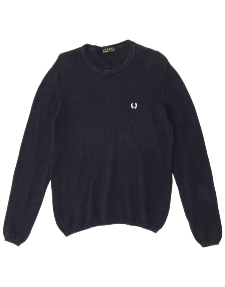 Fred Perry - Jersey de cuello redondo para hombre, talla grande, algodón azul marino