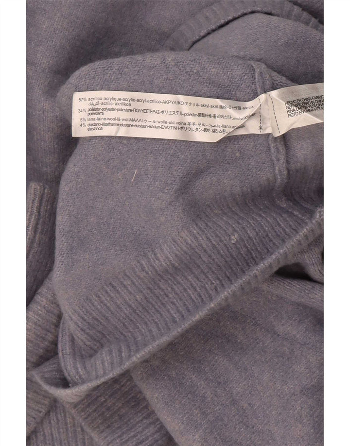 Zara Mujeres Crop Oversize Roll Neck Jumper Sweater UK 44 Azul Medio