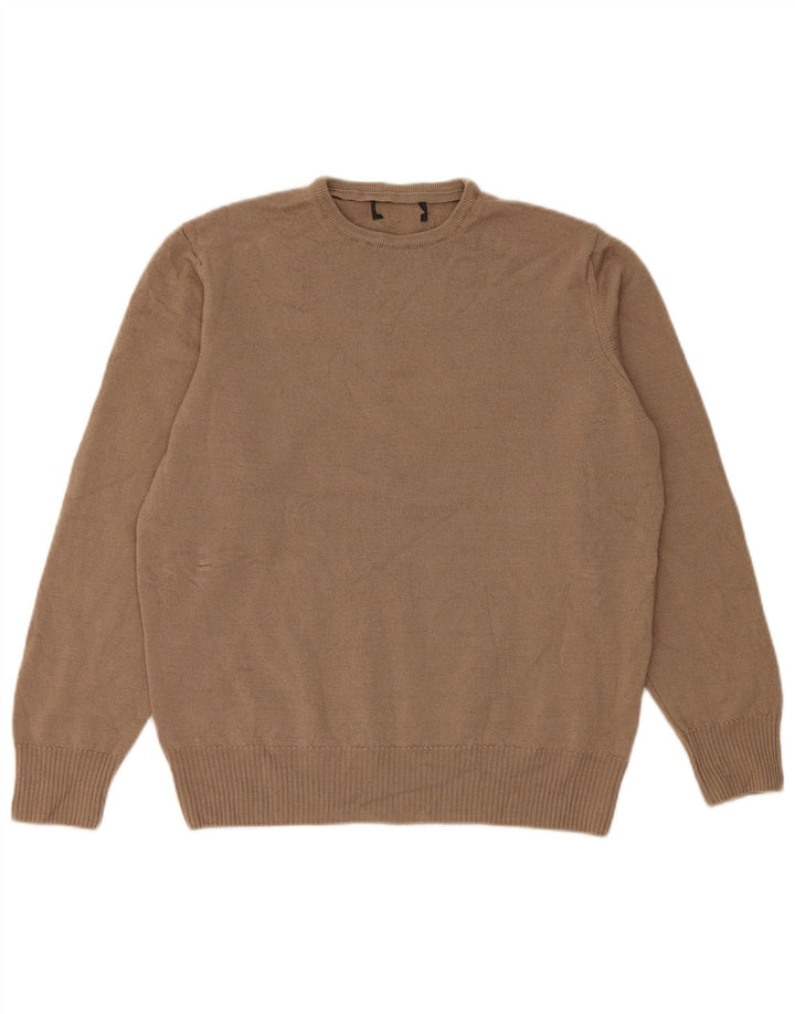Vintage mujer cuello redondo jersey suéter Reino Unido 14 medio beige