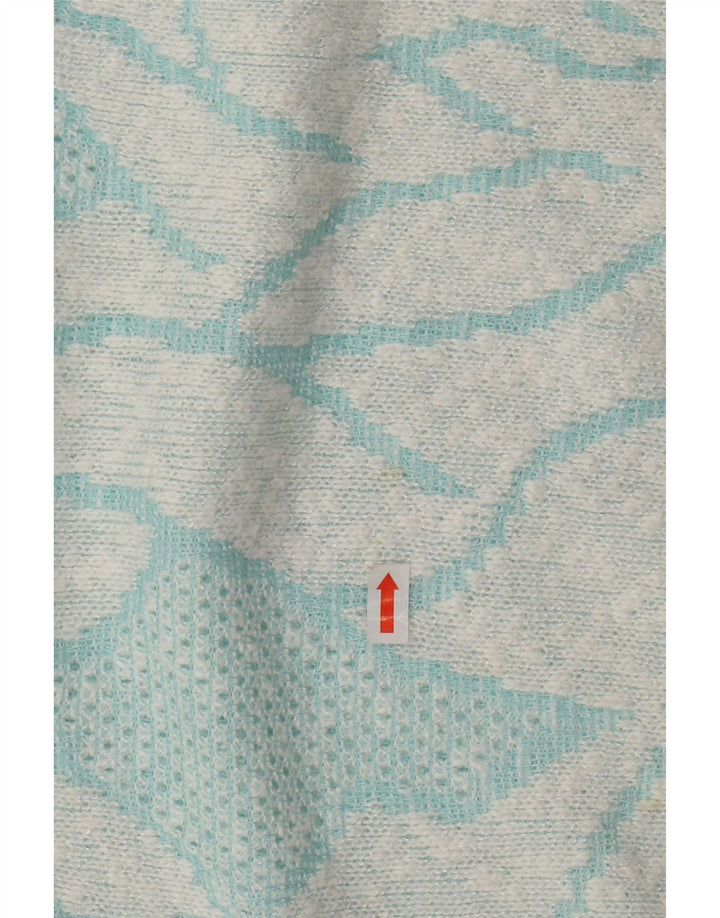 VINTAGE Jersey de cuello redondo para mujer IT 50 XL Bloque de color turquesa