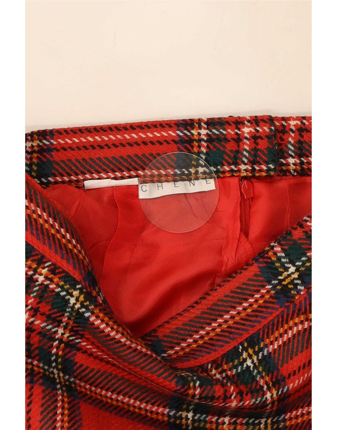 Falda lápiz vintage para mujer W26 cuadros rojos pequeños