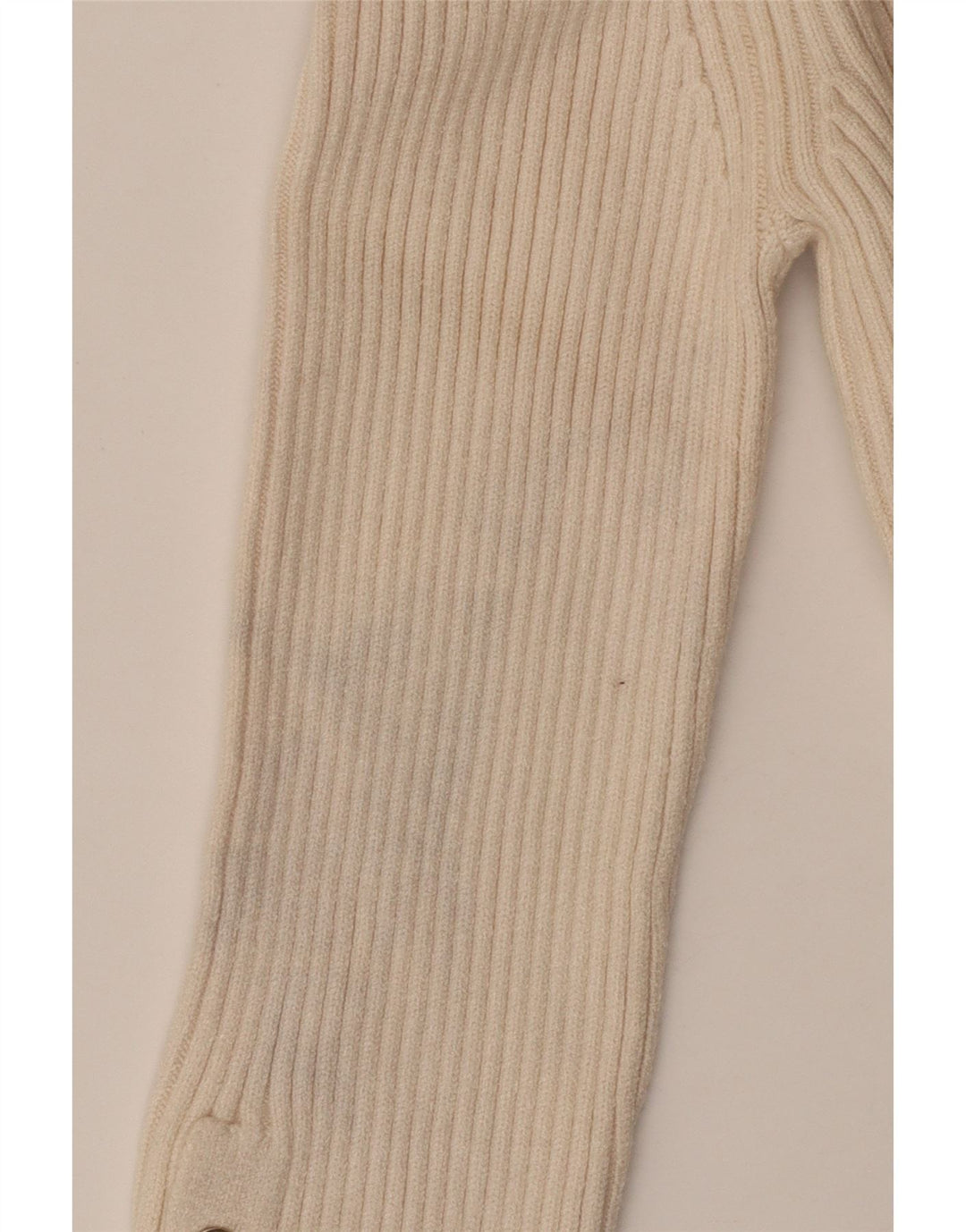 ZARA Jersey corto con cuello tipo polo para mujer, talla 40, viscosa beige mediana