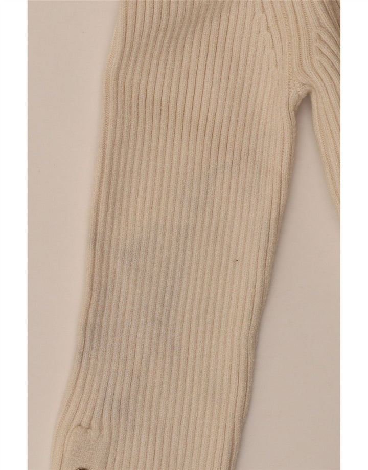 ZARA Jersey corto con cuello tipo polo para mujer, talla 40, viscosa beige mediana