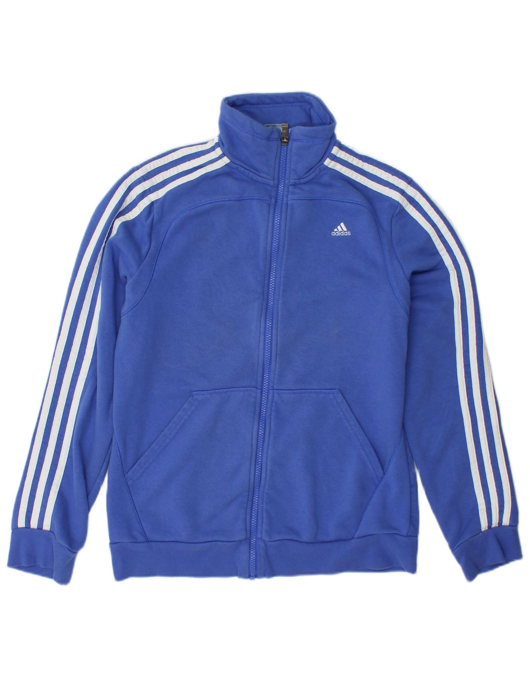 ADIDAS Mujer Climalite Chándal Top Chaqueta Reino Unido 12/14 Algodón Azul Medio