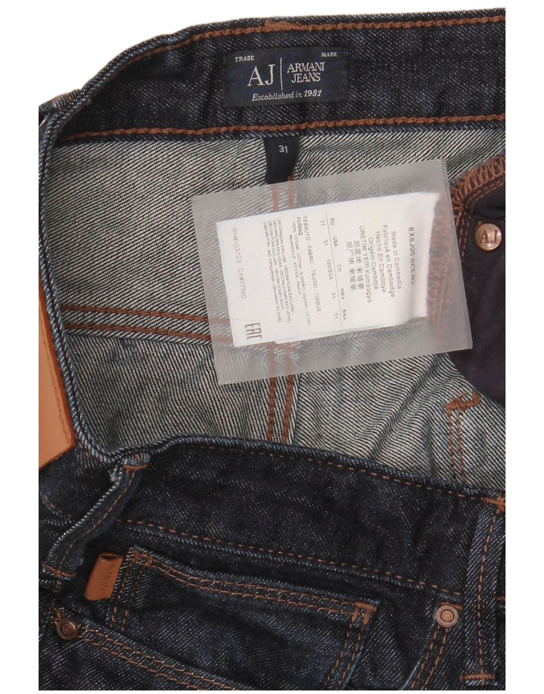 Jeans Armani Mujer Slim W31 L34 Azul Marino Algodón