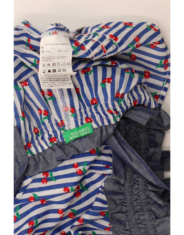 Benetton Top Corto De Tirantes Mujer ES 44 Algodón A Rayas Azul Medio