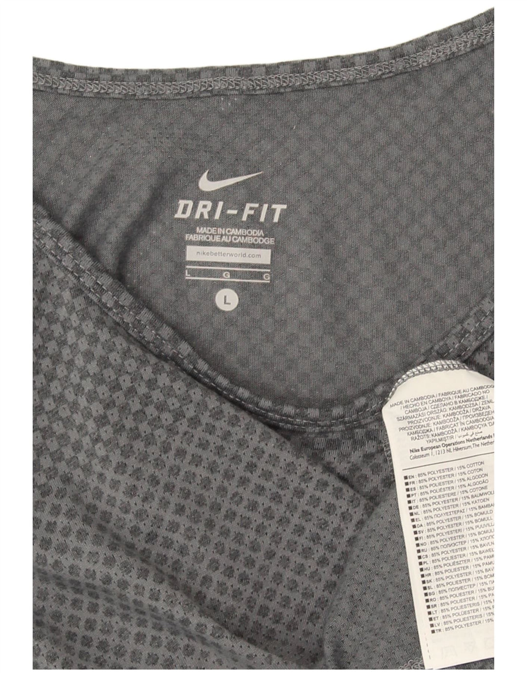 Nike - Camiseta sin mangas Dri Fit para hombre, poliéster a rayas grises grandes