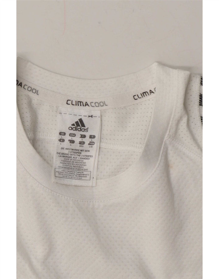 Adidas Mens Climacool Camiseta Top Grande Poliéster Blanco