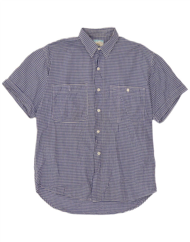 BENETTON Camisa Manga Corta Hombre XL Vichy Azul